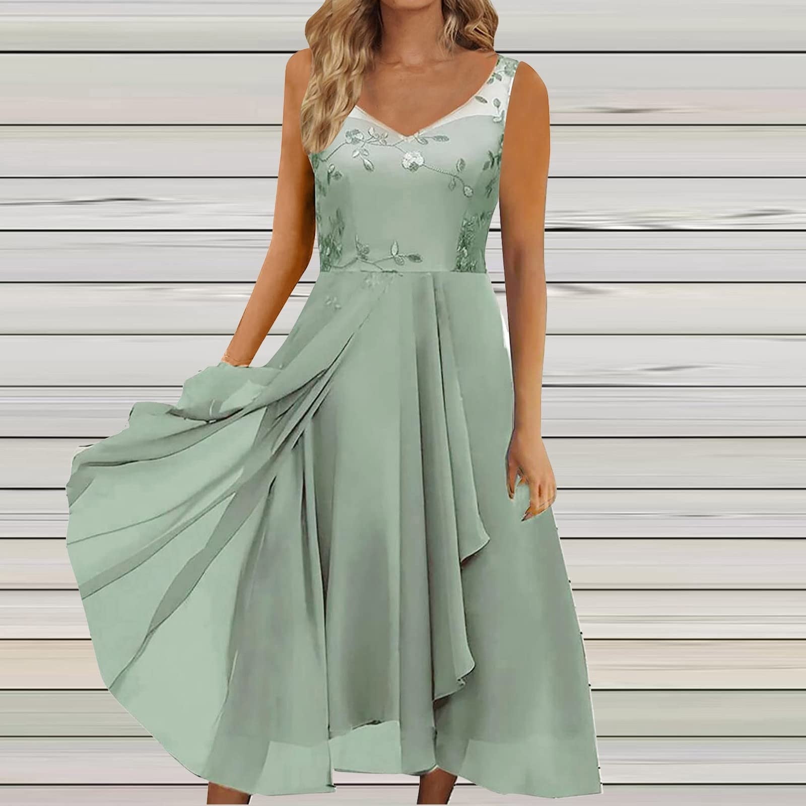 Women's One Shoulder Satin Mother Of The Bride Dress - Long Formal Evening Gown With Ruffles (Dusty Sage, Size 12)