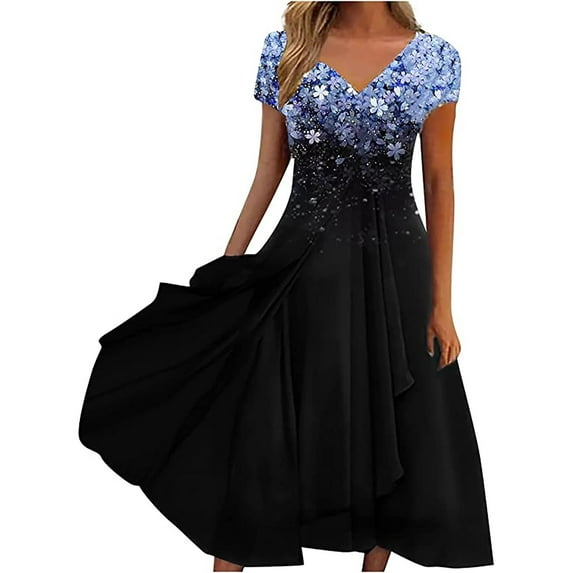 FAVIPT Mother of The Bride Dress for Wedding Short Sleeves Lace Appliques High Low Scoop Neck Chiffon Formal Evening Dresses 2024 Deals of the Day Clearance