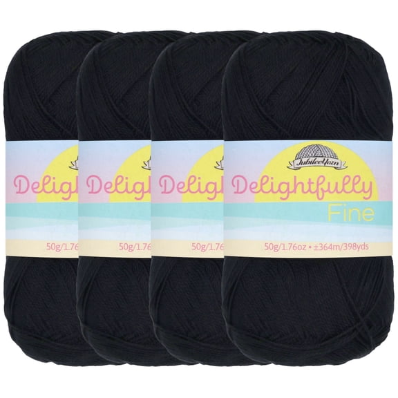 Lace Weight Tencel Yarn - Delightfully Fine - 60% Bamboo 40% Tencel Yarn - 4 Skeins - Col 11 Pitch Black