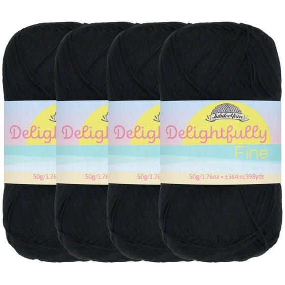 Lace Weight Tencel Yarn - Delightfully Fine - 60% Bamboo 40% Tencel Yarn - 4 Skeins - Col 11 Pitch Black
