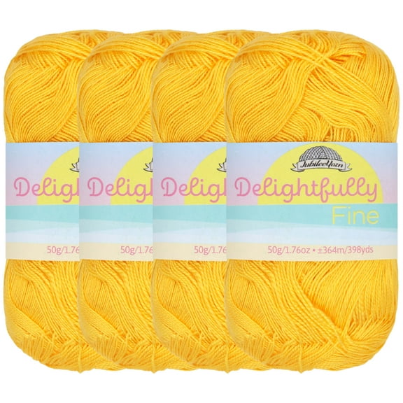 Lace Weight Tencel Yarn - Delightfully Fine - 60% Bamboo 40% Tencel Yarn - 4 Skeins - Col 220 Daisy Yellow