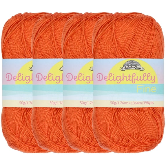 Lace Weight Tencel Yarn - Delightfully Fine - 60% Bamboo 40% Tencel Yarn - 4 Skeins - Col 26 Orange Juice