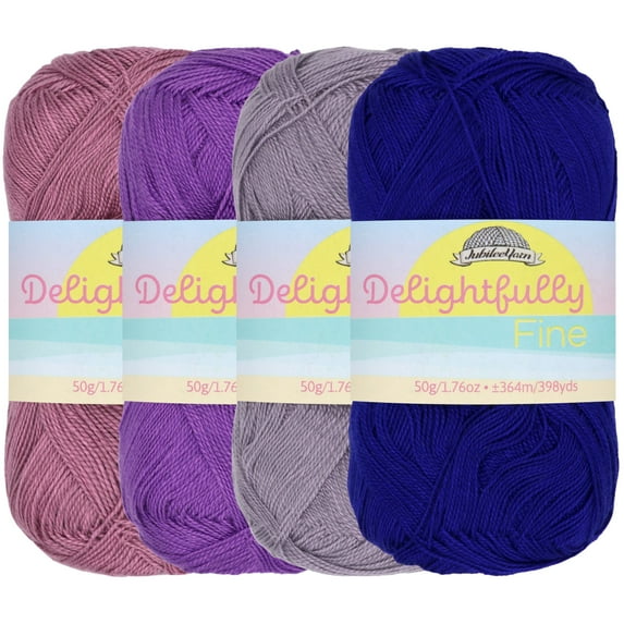 Lace Weight Tencel Yarn - Delightfully Fine - 60% Bamboo 40% Tencel Yarn - 4 Skeins - Shades of Purple Assortment