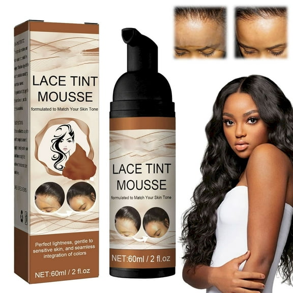 Lace Wig Hairdressing Mu Si Dark Brown - Lace Tint Melting Hair Lightweight & Blend Long Lasting and Gentle Formula Hair Color Styling Foam for Wigs Lace Frontal Wigs Natural Finish(60Ml), East