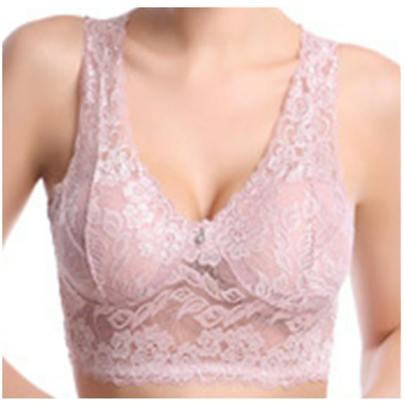 Lace Wirefree Push Up Bra - Full Coverage T-Shirt Bralette with Racerback Design, Floral Embroidery & Padded Support for Layering, Seamless Crop Tank Top