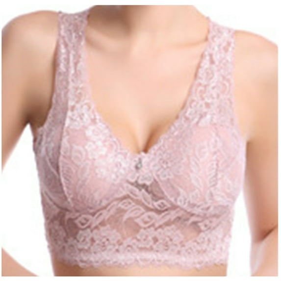 Lace Wirefree Push Up Bra - Full Coverage T-Shirt Bralette with Racerback Design, Floral Embroidery & Padded Support for Layering, Seamless Crop Tank Top