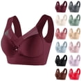 thumbnail image 1 of Lace Wireless Bras for Women Wide Strap Push Up Support Lift Everyday Breathable Side Thin Anti Armpit Fat Lingerie | Bras for Women No Underwire Wine 40, 1 of 4
