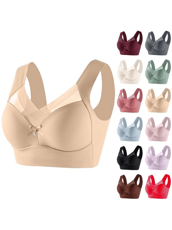 Lace Wireless Bras for Women Wide Strap Push Up Support Lift Everyday Breathable Side Thin Anti Armpit Fat Lingerie Complexion 36