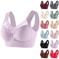 thumbnail image 1 of Lace Wireless Bras for Women Wide Strap Push Up Support Lift Everyday Breathable Side Thin Anti Armpit Fat Lingerie | Bras for Women No Underwire Light Purple 42, 1 of 4