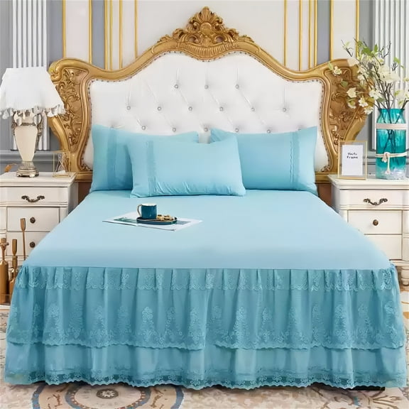 Lace Wrap Around Bed Skirt,Silky Soft Ruffle Bed Skirt Queen Size Luxury Elastic Bed Wrap-B-150x200cm(59x79inch)
