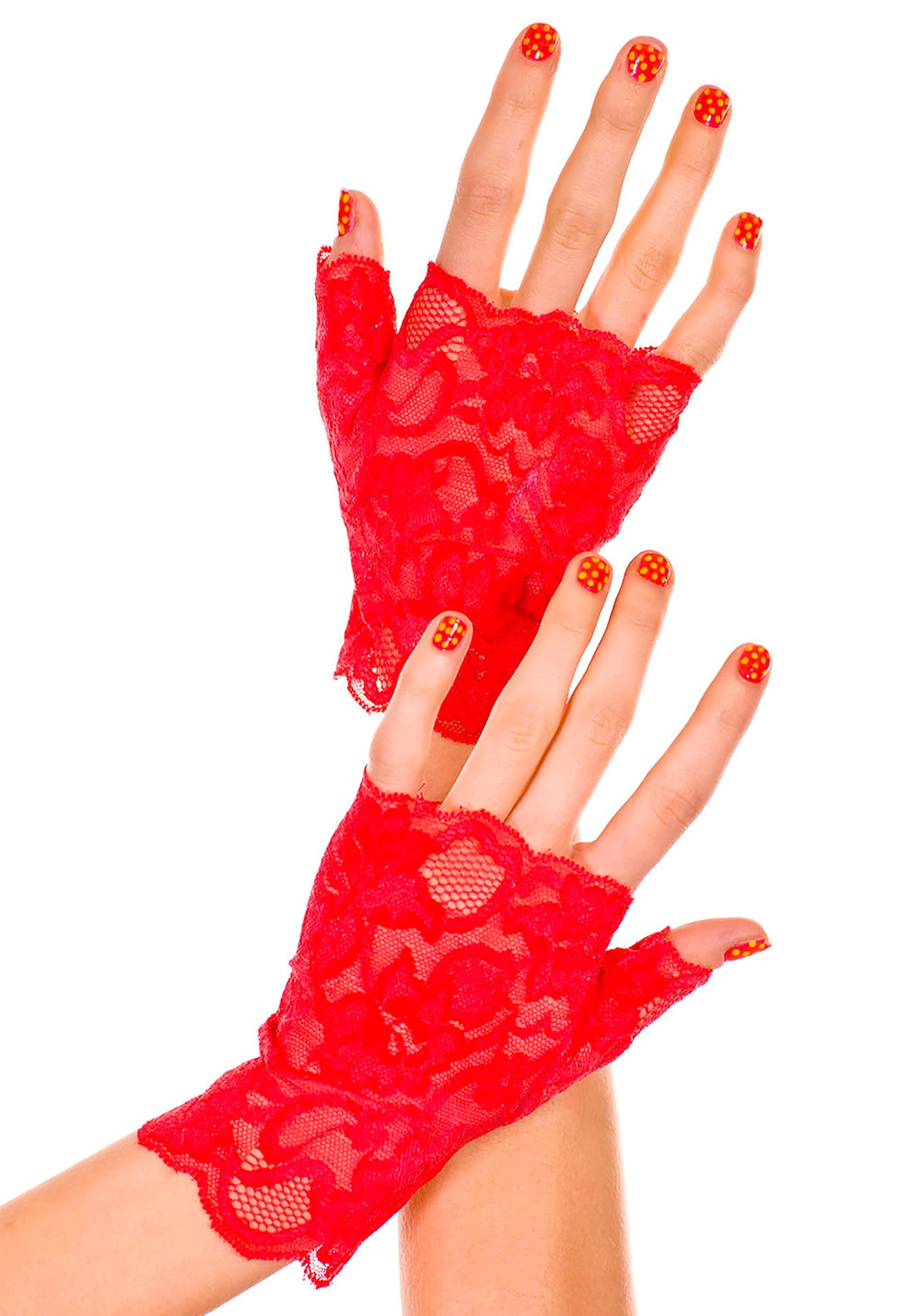 Lace fingerless gloves 416-RED - Walmart.com