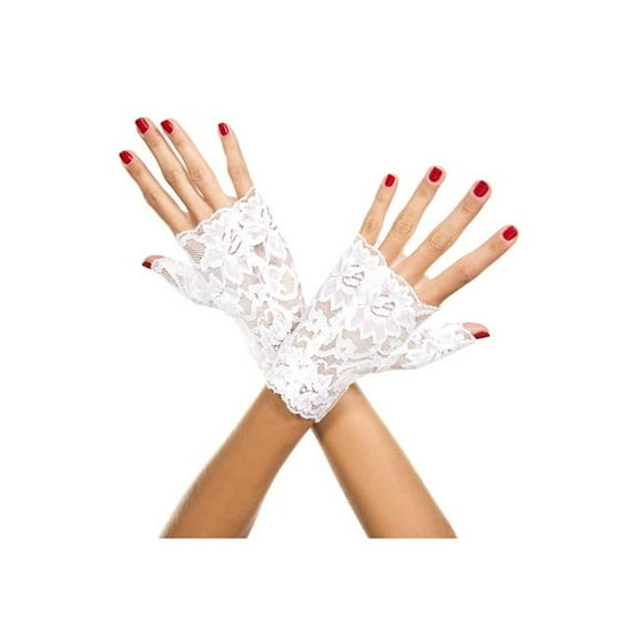 Lace fingerless gloves 416-WHITE