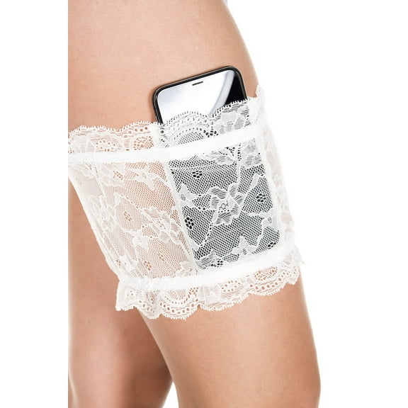 Lace garter with pocket 43004-WHITE