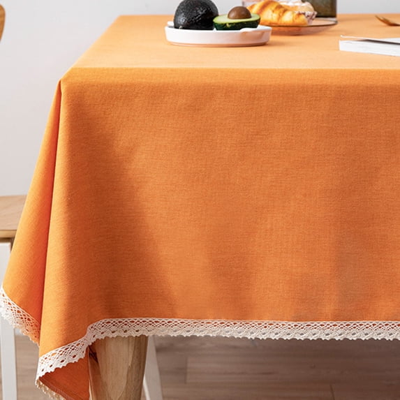 Lace tablecloth, rectangular farmhouse tablecloth decorated with woven tablecloth-Orange color