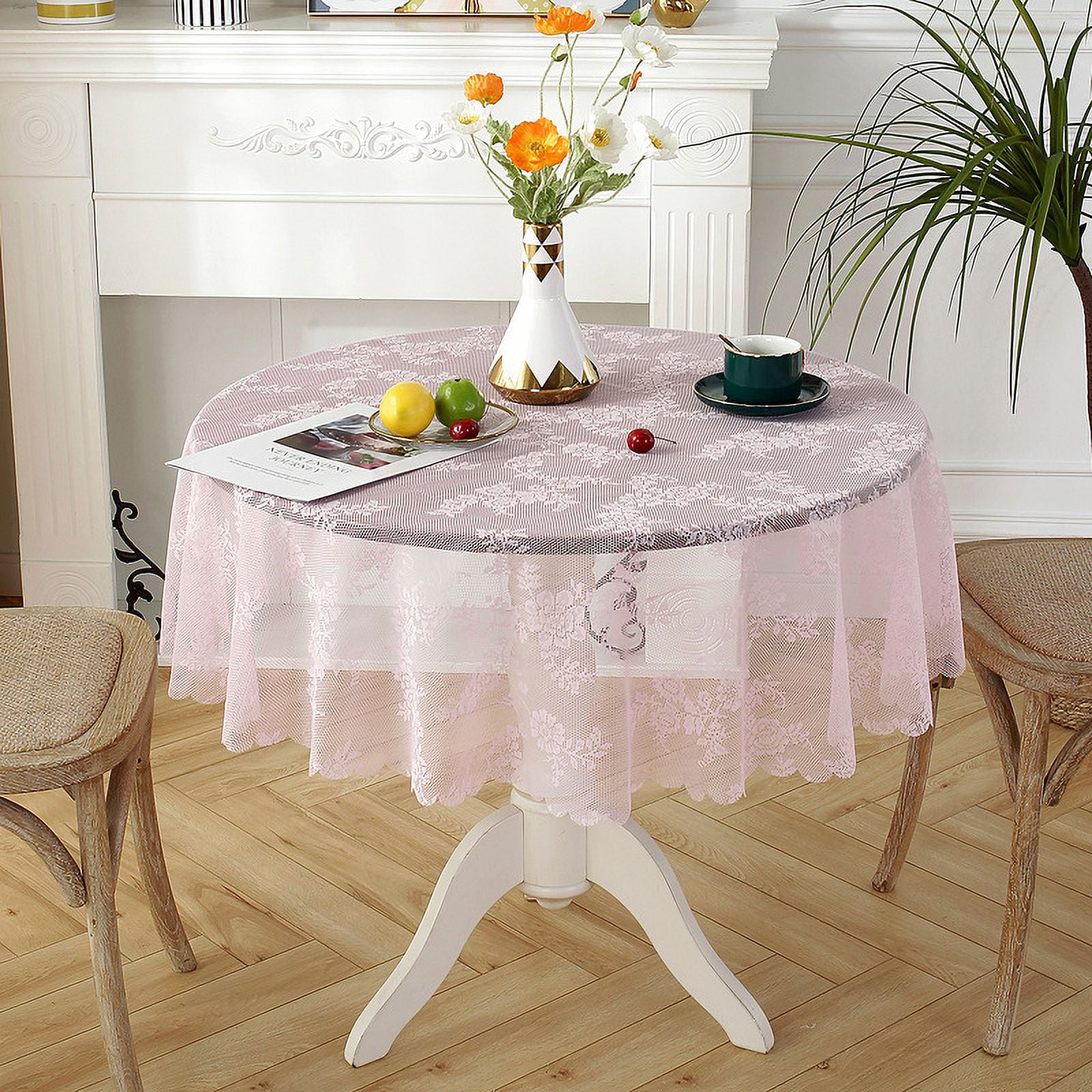 Lace tablecloth round small round table tablecloth Nordic retro white