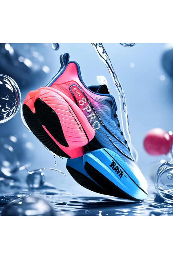 Lace-up Gradient Mesh Split Thick Midsole Professional Racing Running Shoes