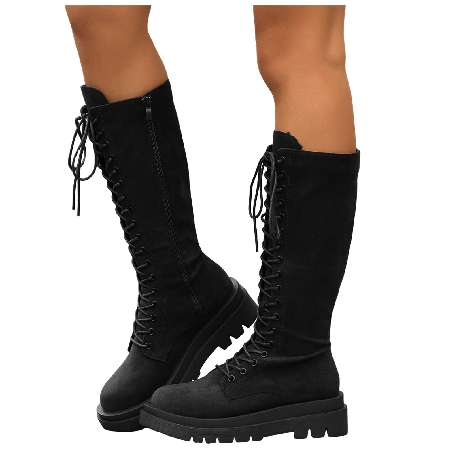 tall dress boots womens Women's On The Right Foot Black Faux Leather Knee High | Size: 6 Handcrafted in Tuscany Custom Milo Felline Dress Boots