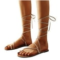 thumbnail image 1 of Lace up Sandals Tie up Dress Summer Flat Sandals for Women Cute Wrap Ankle Strap Gladiator Sandals, 1 of 4