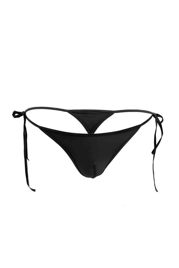 Lace up Thongs for Men G-string Bulge Pouch Low-Waist T-back Underwear Briefs Silk Bikini Tie Side G String T Back