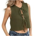 thumbnail image 1 of Lace up Tie Front Knit Tank Tops for Women Summer Sweater Vest Sleeveless Hollow Loose Going Out Crop Shirts, 1 of 8
