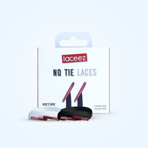 Laceez Kids Elastic Laces, Pair of Black and White No Tie Shoe laces for Kids Sneakers, Shoes, Toddler Shoe Laces for Smart Look ( K-M: 12-13.5 )
