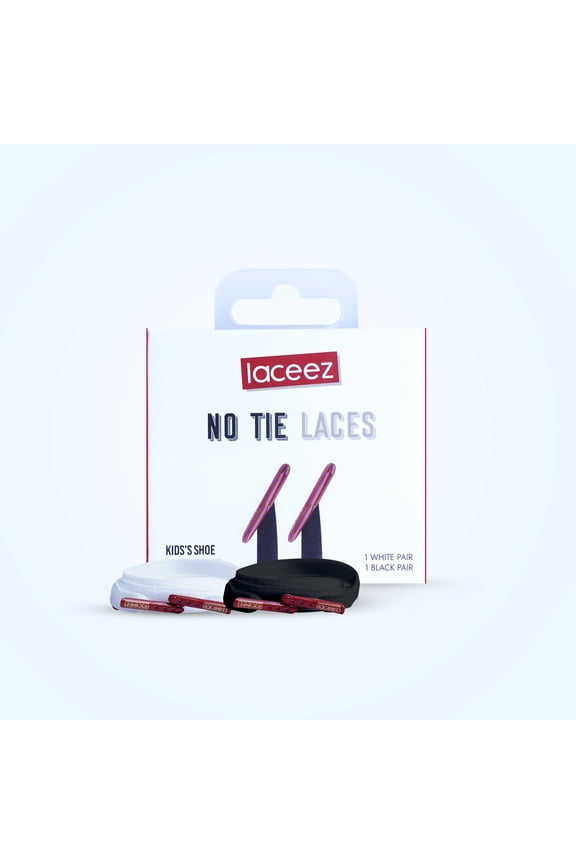 Kids Elastic Laces, Pair of Black and White No Tie Shoe laces for Kids Sneakers, Shoes, Toddler Shoe Laces for Smart Look ( K-XL: 3-4.5 )