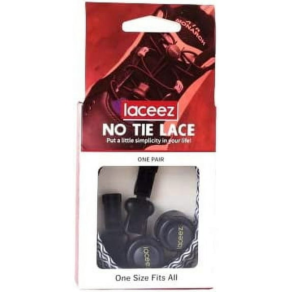 Laceez Lock and Run, No Tie shoelaces, Elastic round laces, One size fit all (Black & White)