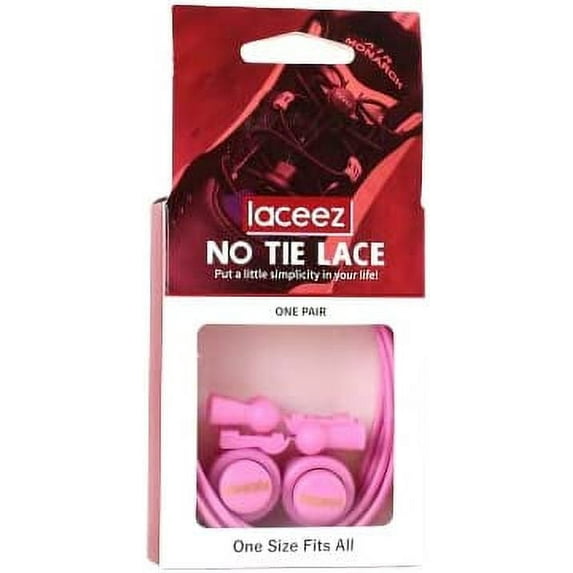 Laceez Lock and Run, No Tie shoelaces, Elastic round laces, One size fit all (Pink)