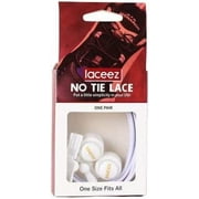 Laceez Lock and Run, No Tie shoelaces, Elastic round laces, One size fit all (White)