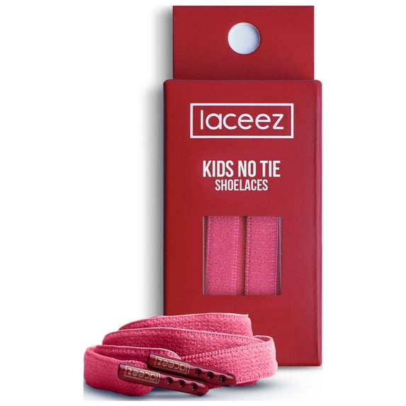 Laceez No Tie Shoe Laces for Kids, Single Pack - Elastic Shoe Laces for Toddlers, Sports Shoes, Sneakers Comfort & Smart look (Pink, Large)