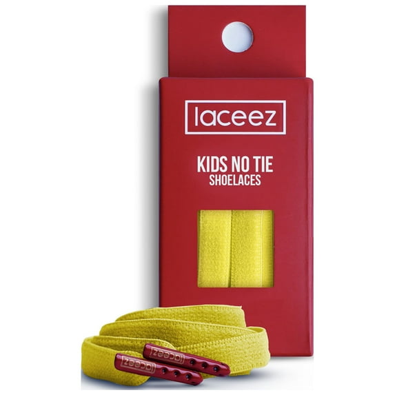 Laceez No Tie Shoe Laces for Kids, Single Pack - Elastic Shoe Laces for Toddlers, Sports Shoes, Sneakers Comfort & Smart look (Yellow, Large)