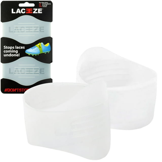 Laceeze Soccer Shoe Lace Bands Silicon Laces Cover for Cleats and Sport Shoes Size 1 8.5 Clear