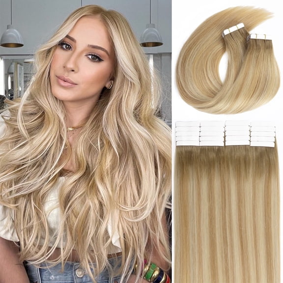 Lacer Best Tape in Hair Extensions Human Hair 22 Inch Color Chocolate Brown to Light Golden Brown Silky Straight Double Sided Seamless Skin Weft Hair Extensions Tape in for Woman 50g 20pcs