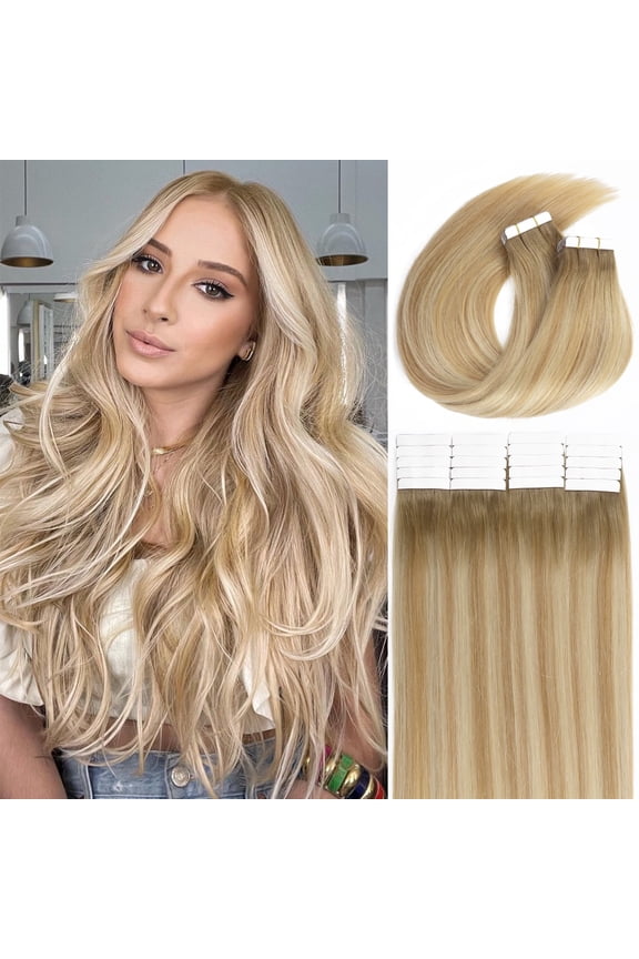 Best Tape in Hair Extensions Human Hair 22 Inch Color Chocolate Brown to Light Golden Brown Silky Straight Double Sided Seamless Skin Weft Hair Extensions Tape in for Woman 50g 20pcs