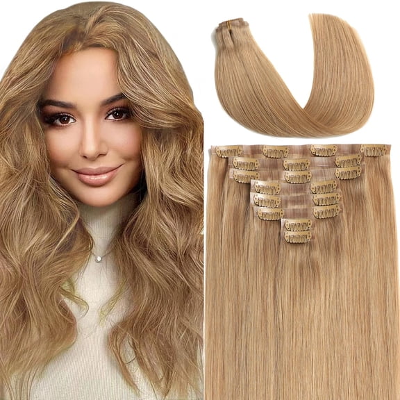 Lacer Hair Ultra Seamless Clip In Hair Extensions Light Brown 16 Inch Invisible Clip In Hair Extensions Human Hair 8Pcs 115G