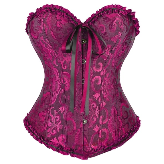 Lacework Corset Top for Women Halloween Sexy Textured Floral Lace Bustier Pirate & Renaissance Going Out Lace-up Corset Overbust Top