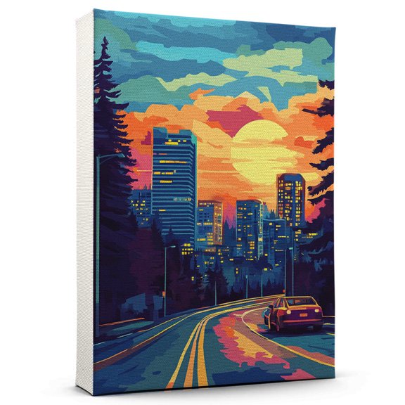 Lacey Canvass Vintage, Washington Travel Prints Wall Art, Lacey Travel Canvas, Washington Travel Colorful Canvas - 100AZ713