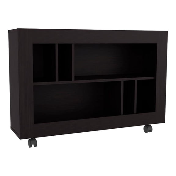 Lacey Console Table Cart 5 Shelves 4 Casters Black Wengue Engineered Wood