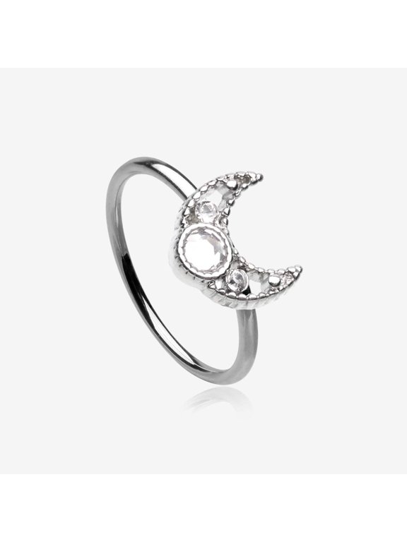 Lacey Crescent Moon Sparkle Bendable Hoop Ring