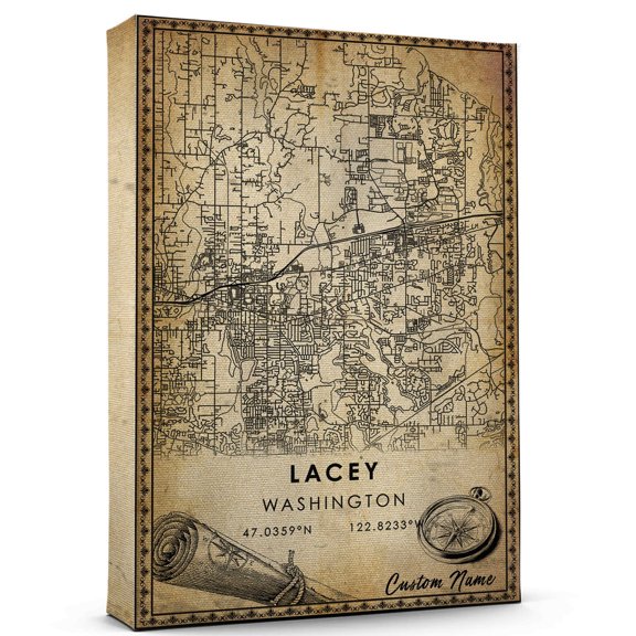 Lacey Map Poster, Washington Map Art Poster, Canvas, Lacey Map City vintage Poster, Street Map Artwork Poster, Lacey Map Canvas - 89AZ921