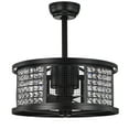 thumbnail image 1 of Lacey Matte Black 19-Inch 4-Light Geometric Metal & Crystal Drum Shade Fandelier, 1 of 13