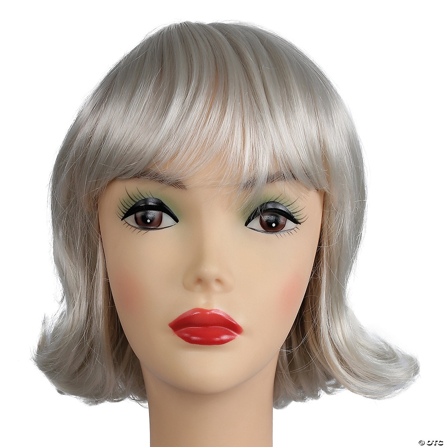 60s Short Lucy Flip Wig White