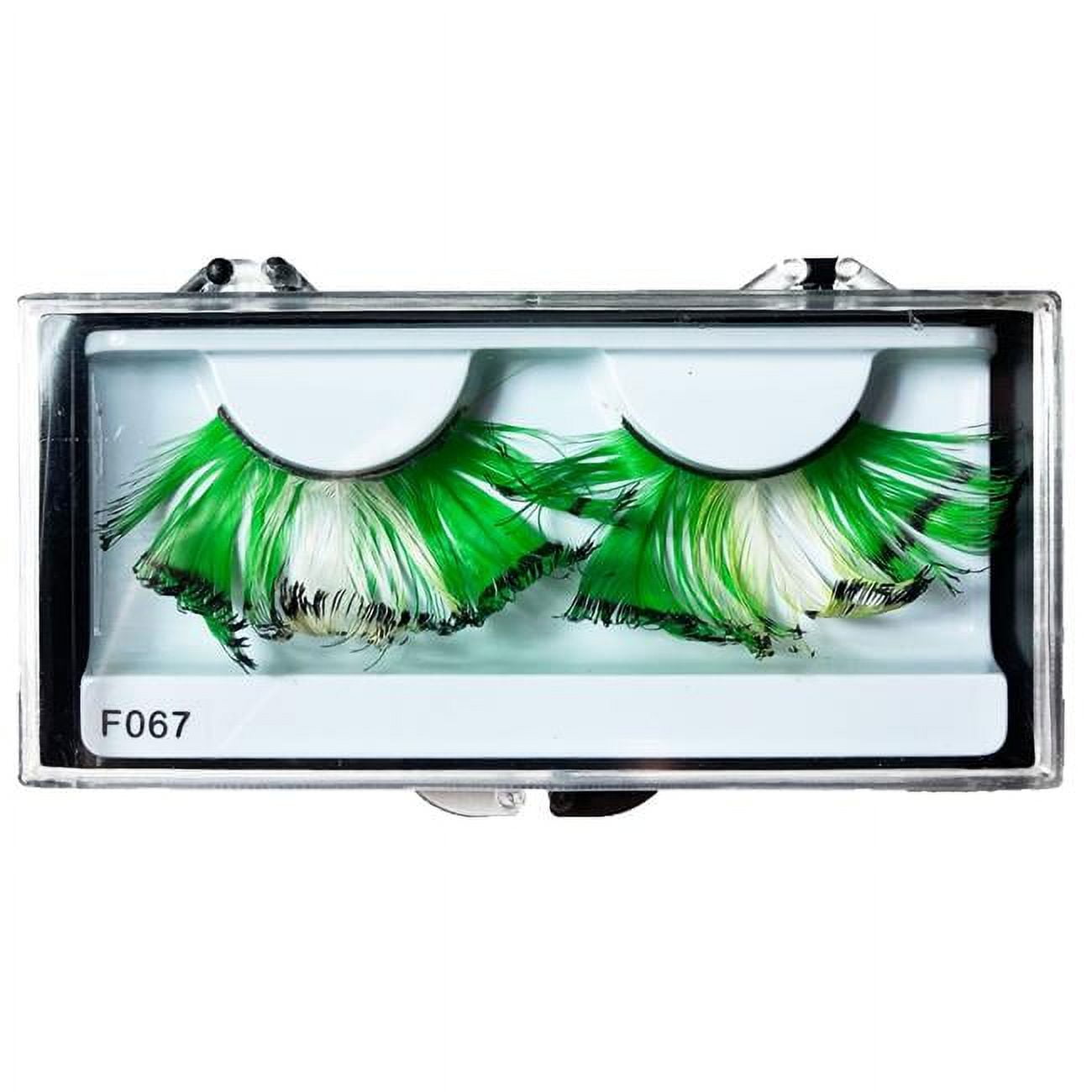 Lacey Wigs LW875GW Feather Eyelash, Green & White