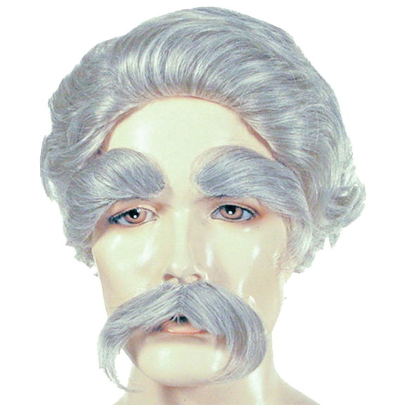 Morris Costumes LW382WT Mark Twain Wig, Eyebrows & Mustache Set for Adults - White