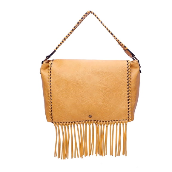 Lacey Womens Fringe Messenger Bag by Ampere Creations - Light Brown