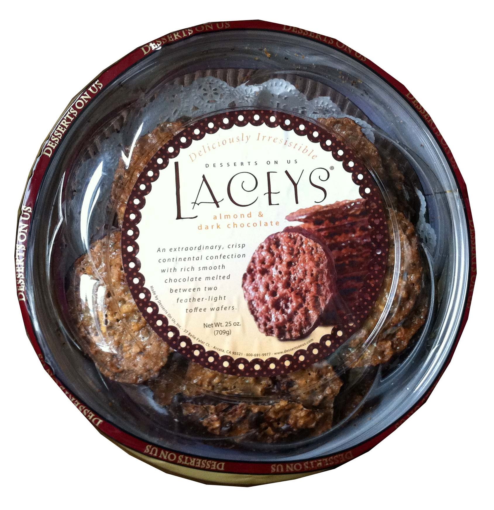 Laceys Almond and Dark DHF10 Chocolate Crisp Toffee Wafer Cookies