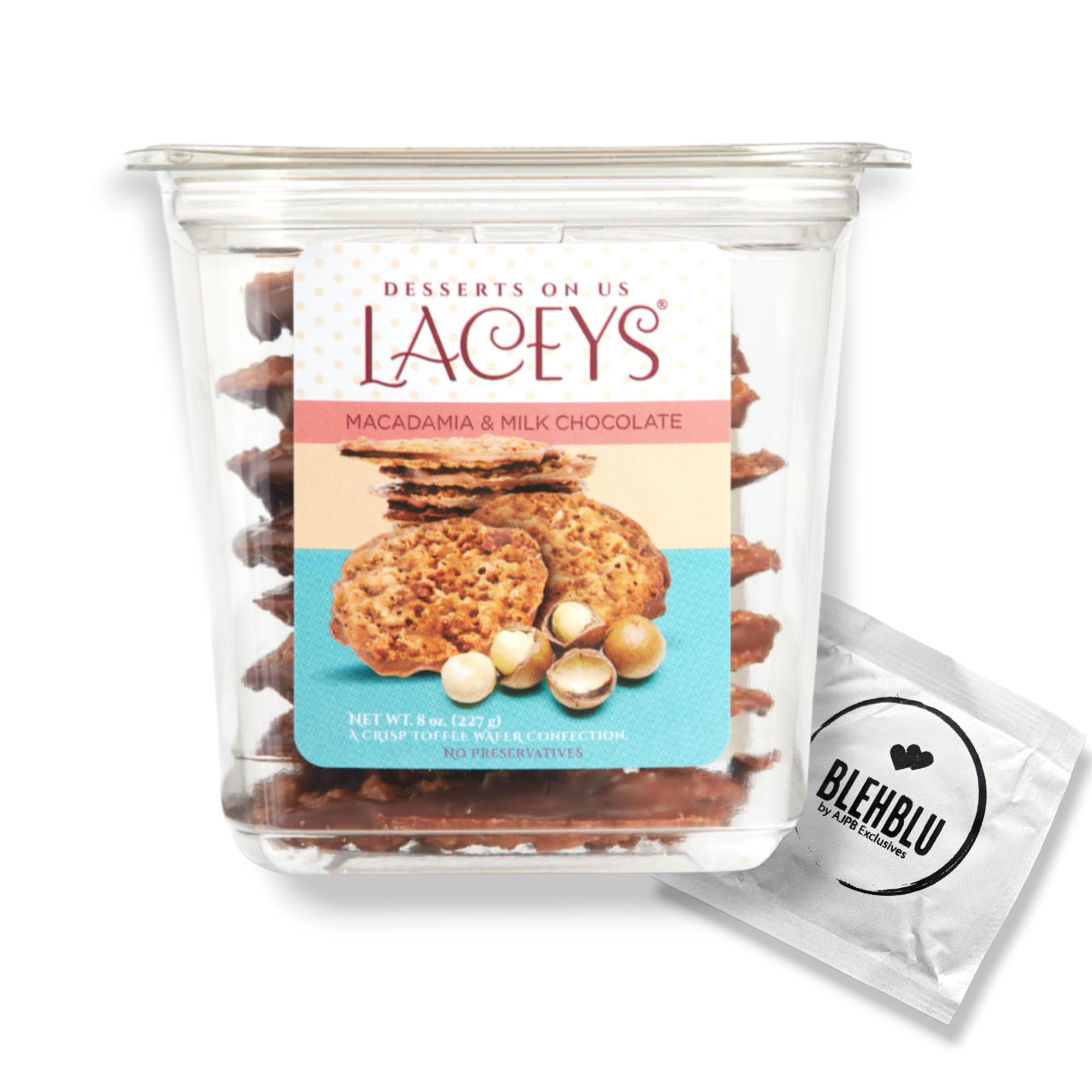 Laceys Milk Chocolate Macadamia CM31 Nut Toffee Wafer Cookies 8oz
