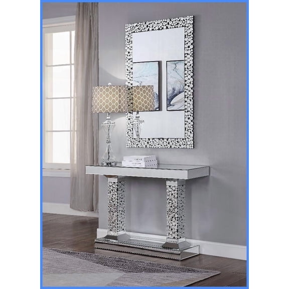 Lachina Mirrored Coffee Table with Faux Gems Luxury Glamour & Space-Enhancing for Living Room/Entryway