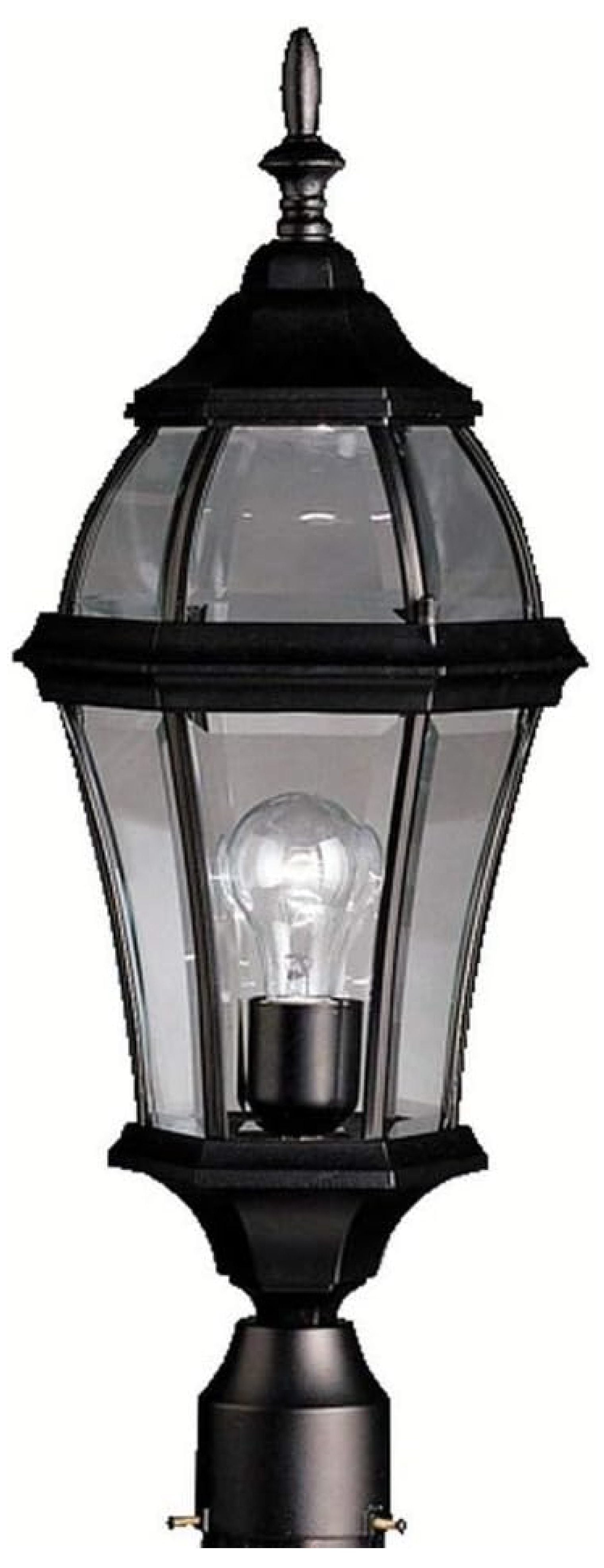 24" Black Aluminum Outdoor Post Lantern with Clear Glass