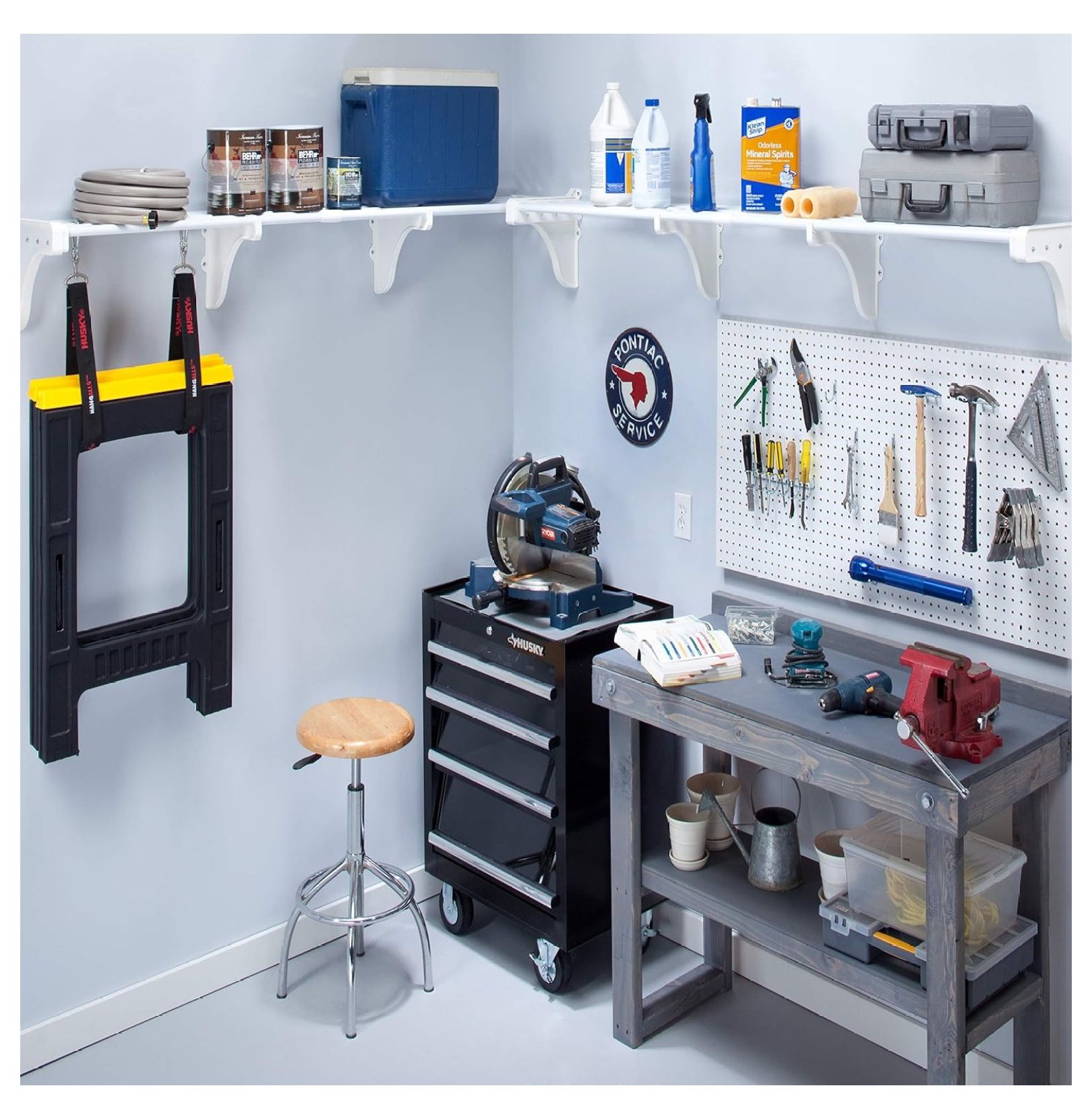 LachkExpandableGarage Shelves2 Pack(Each 40" to 75")WhiteEasy to